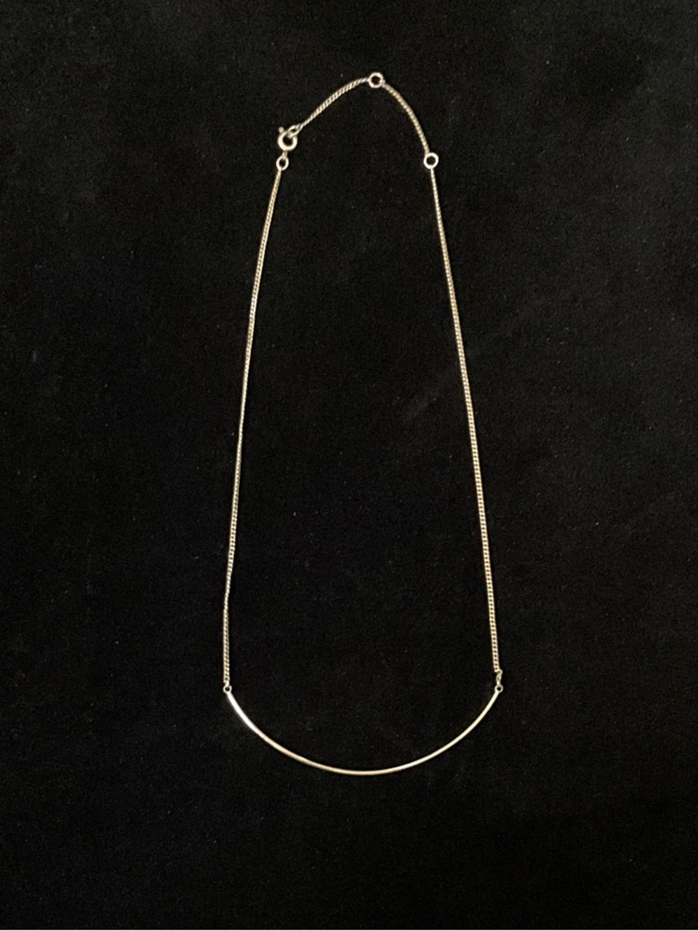 Delicate Curved Bar Necklace in Gold